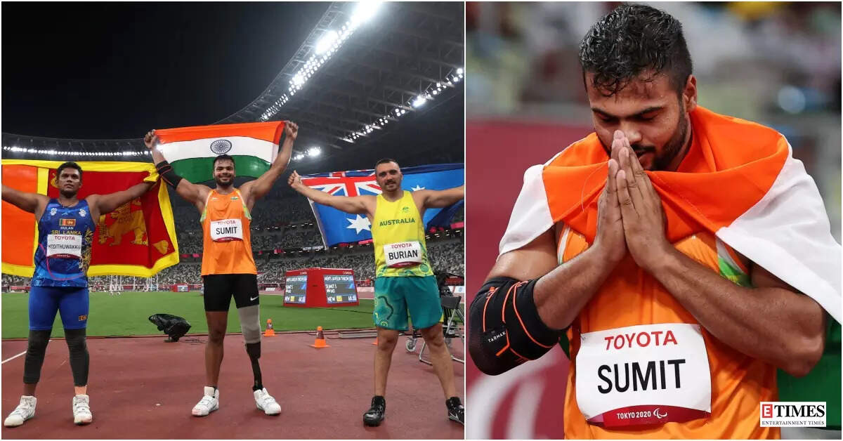 Tokyo Paralympics 2020: Sumit Antil bags javelin gold medal with world record throw, see pictures of his winning moment